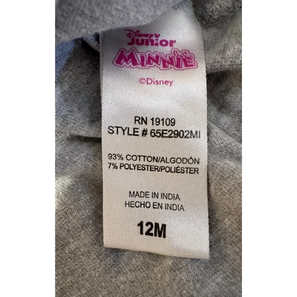 Disney Junior Minnie Mouse 2-Piece Outfit Set Gray Top & Shorts Size 12M - Picture 5 of 6